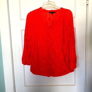 Adrienne Vittadini Elegant Orange Lace Women's Top Size XL